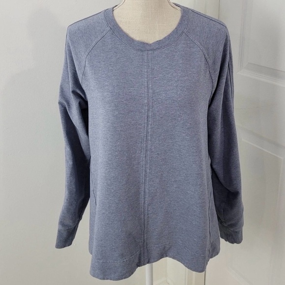 Athleta Tops - Athleta Sweatshirt Womens M Blue Farallon Terry Pullover Sweats Crewneck Beachy